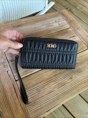 XOXO Black Quilted Wristlet with Gold Logo